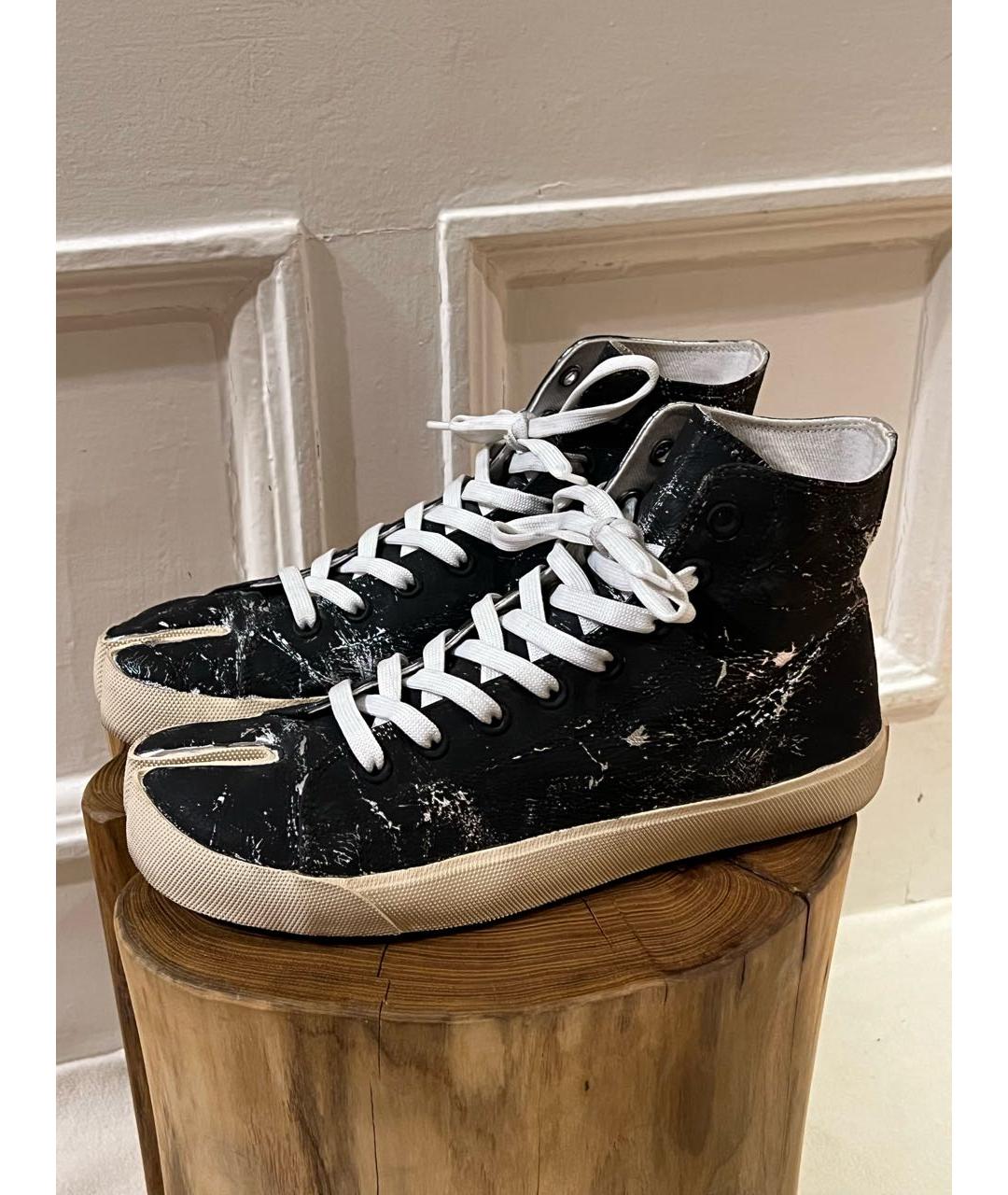 MAISON MARGIELA Черные текстильные высокие кроссовки / кеды, фото 6