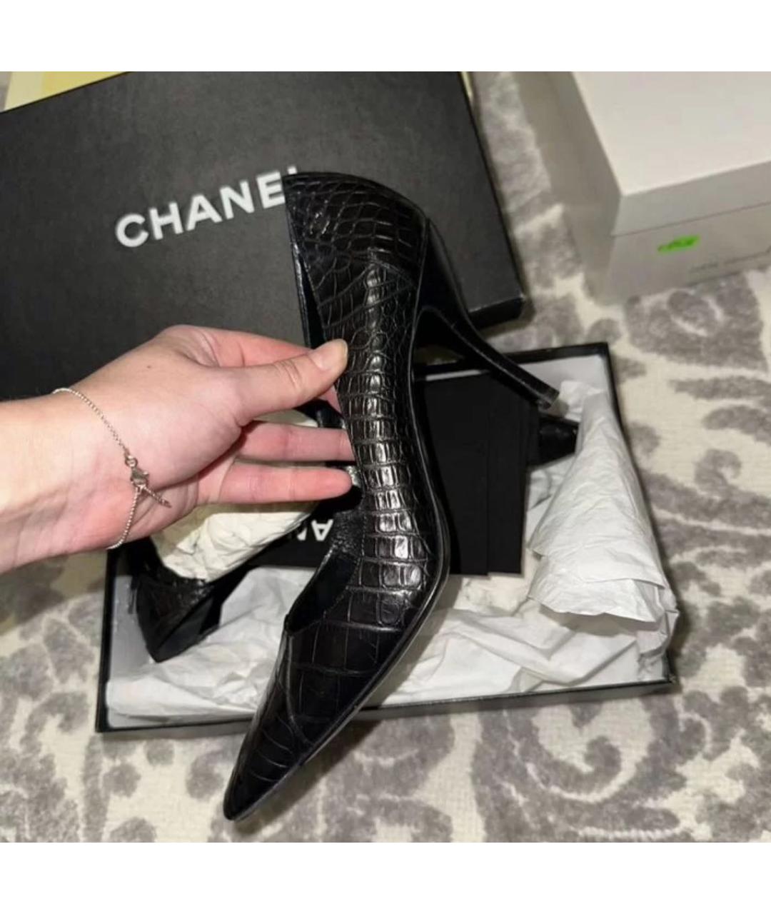 CHANEL Черные кожаные туфли, фото 4