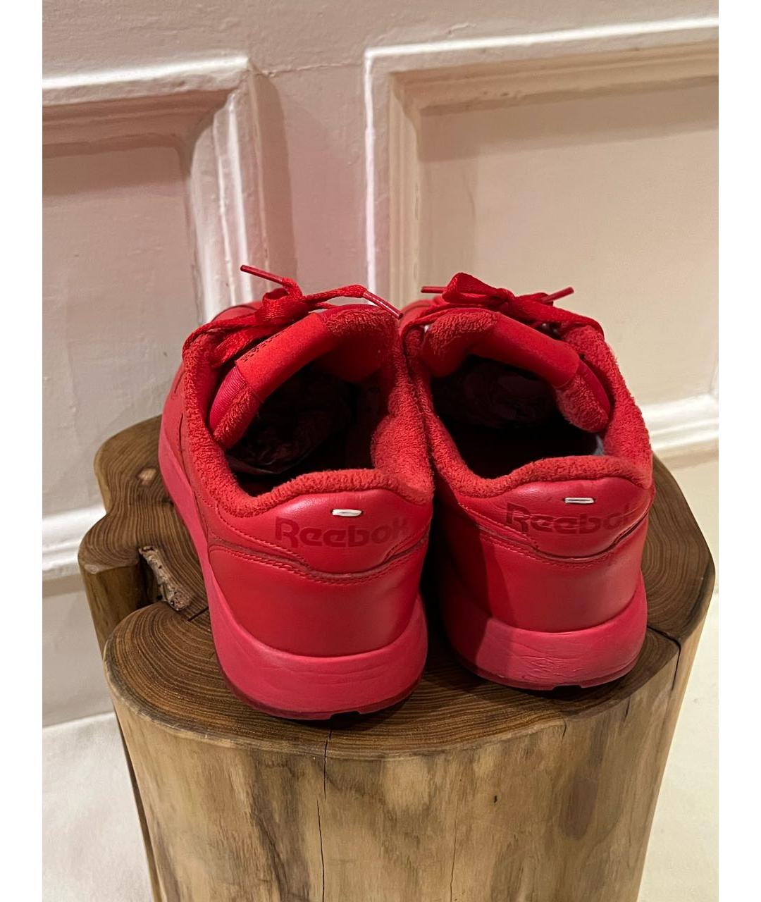 MAISON MARGIELA Красные кожаные низкие кроссовки / кеды, фото 4