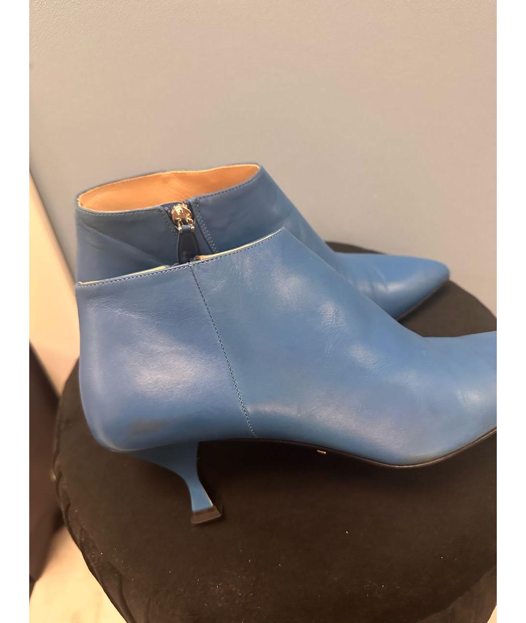 PRADA Синие кожаные ботильоны, фото 5