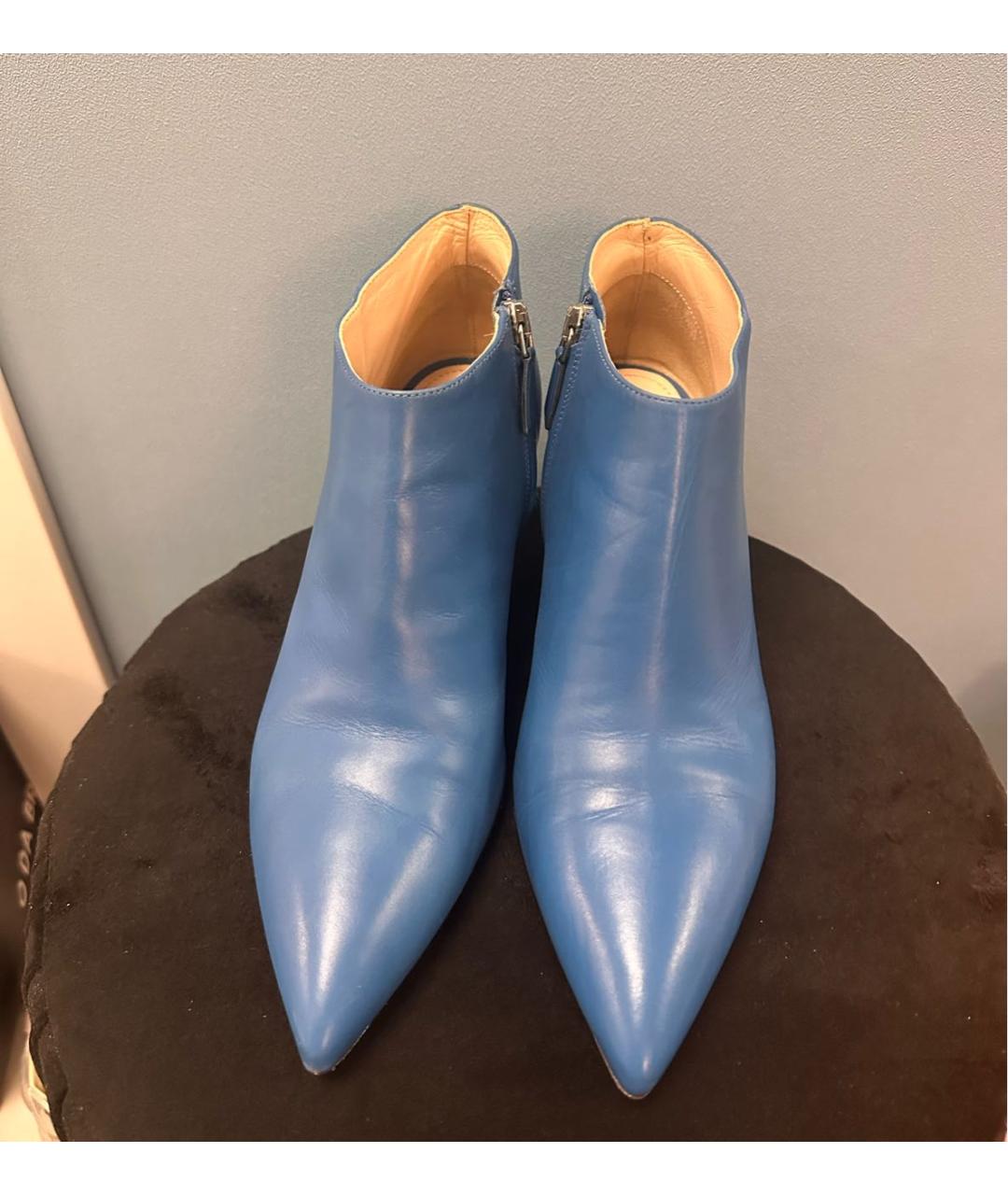 PRADA Синие кожаные ботильоны, фото 2