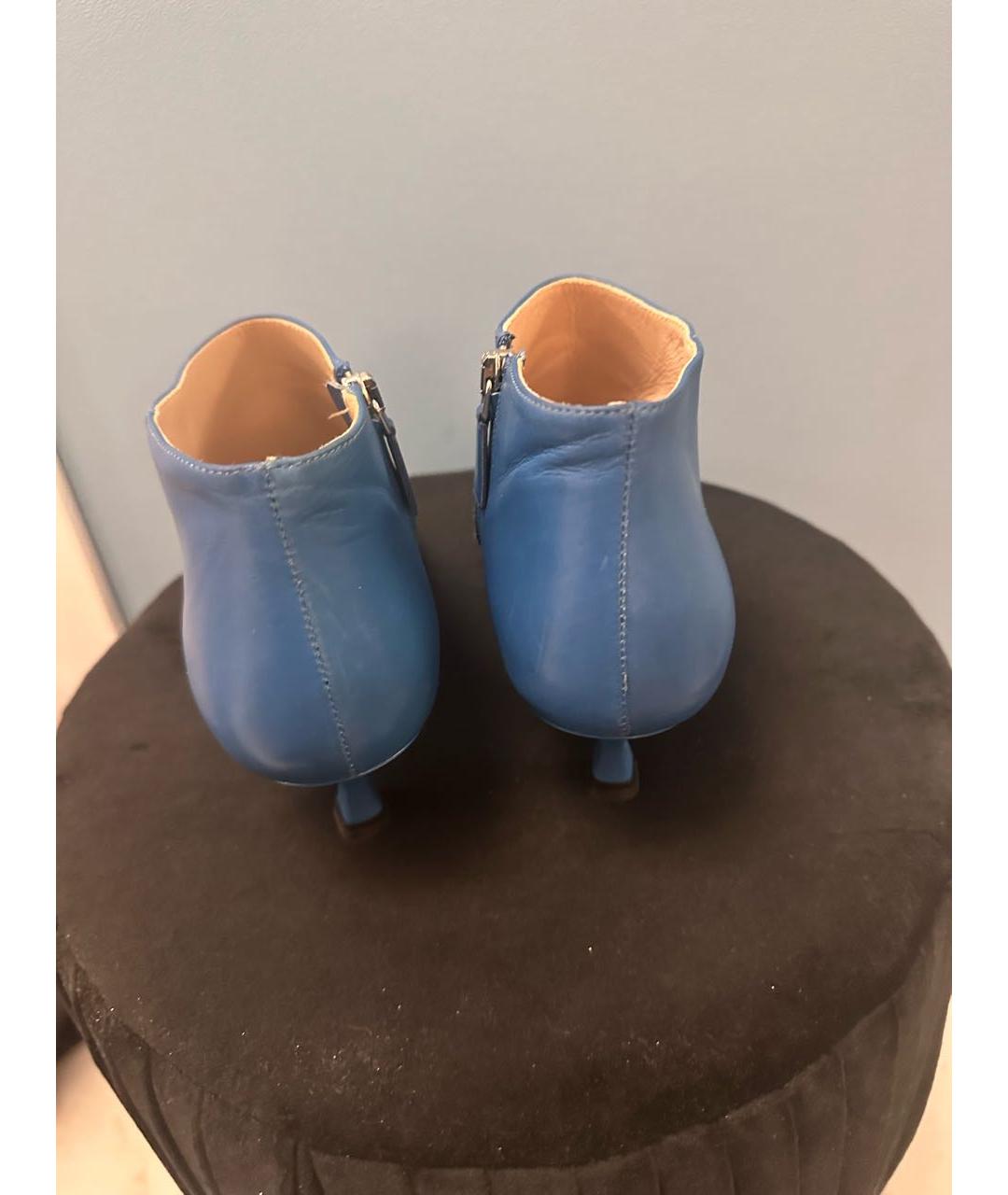 PRADA Синие кожаные ботильоны, фото 3