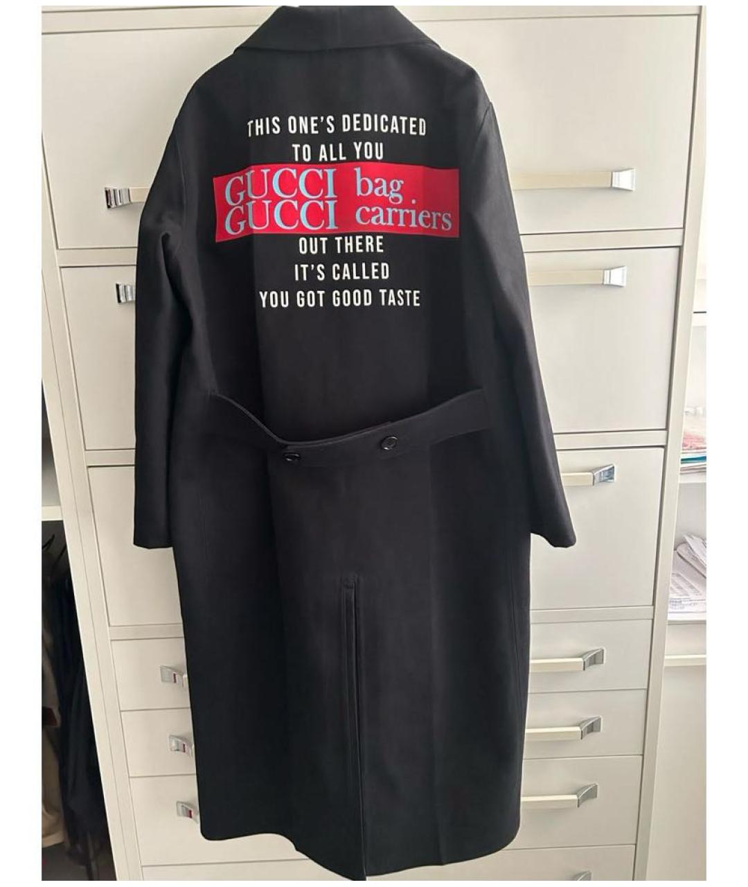 GUCCI Черный шерстяной тренч/плащ, фото 2