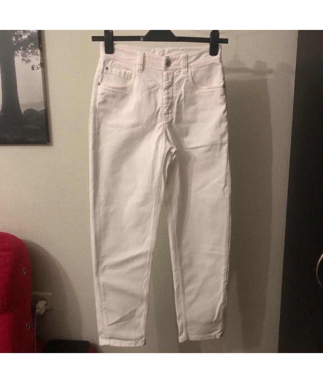 BRUNELLO CUCINELLI Белые хлопко-эластановые джинсы слим, фото 9