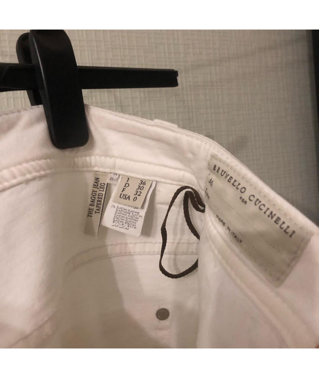 BRUNELLO CUCINELLI Белые хлопко-эластановые джинсы слим, фото 5