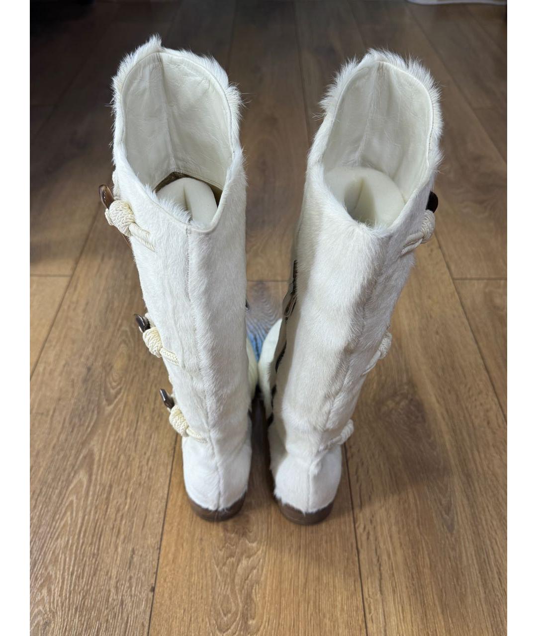 SERGIO ROSSI Белые кожаные сапоги, фото 3