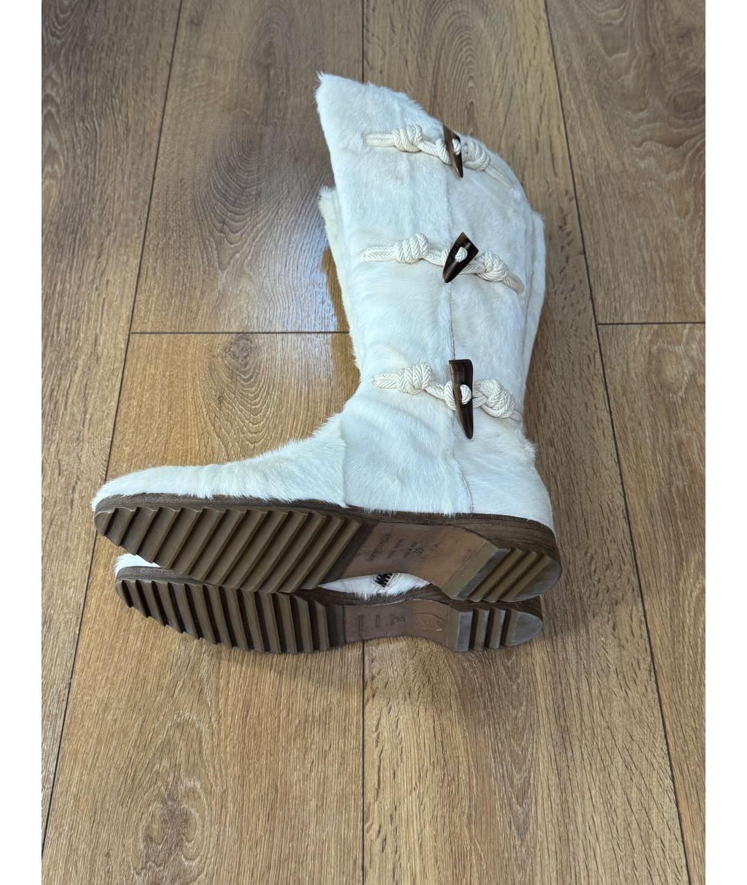 SERGIO ROSSI Белые кожаные сапоги, фото 6