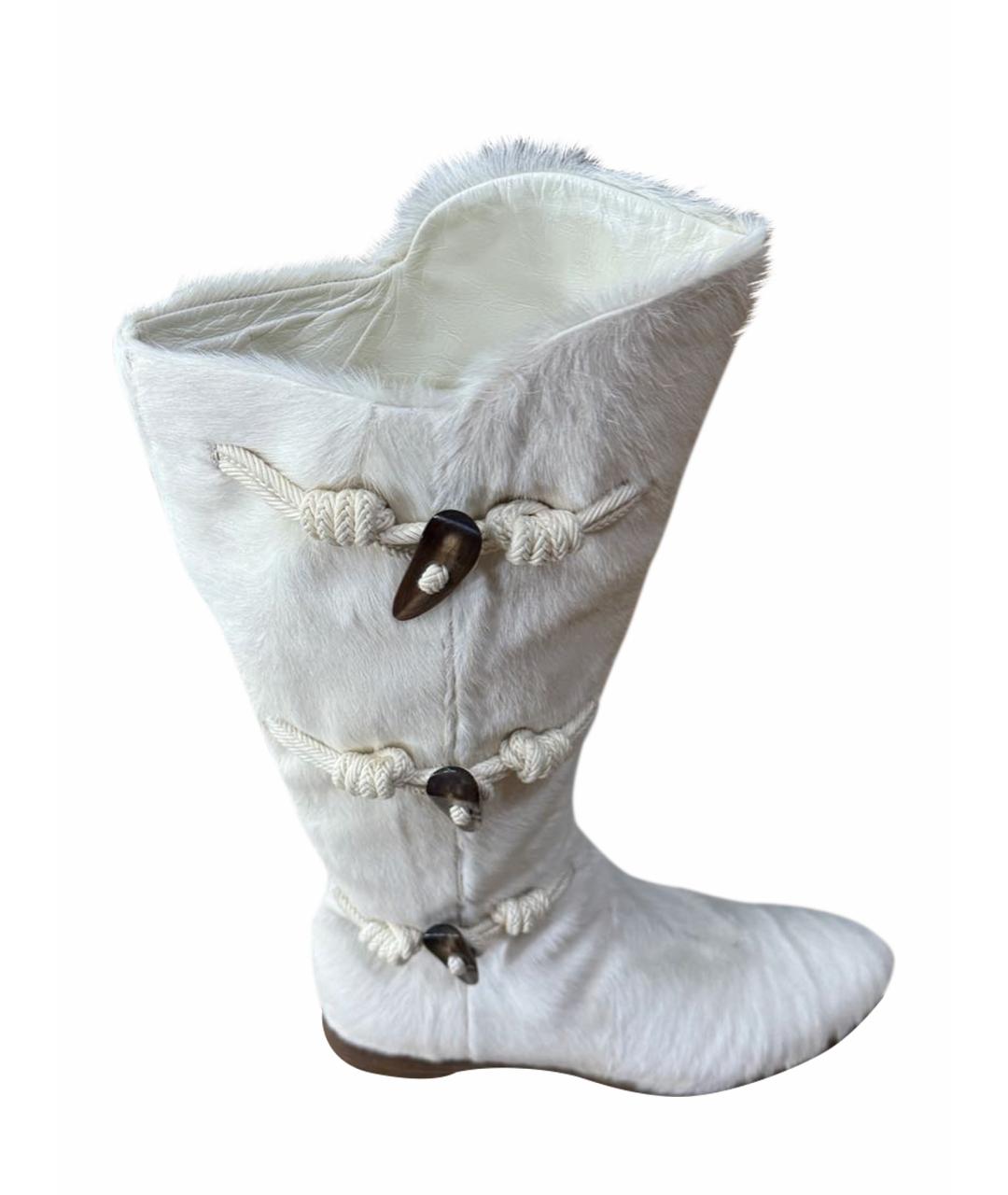 SERGIO ROSSI Белые кожаные сапоги, фото 1