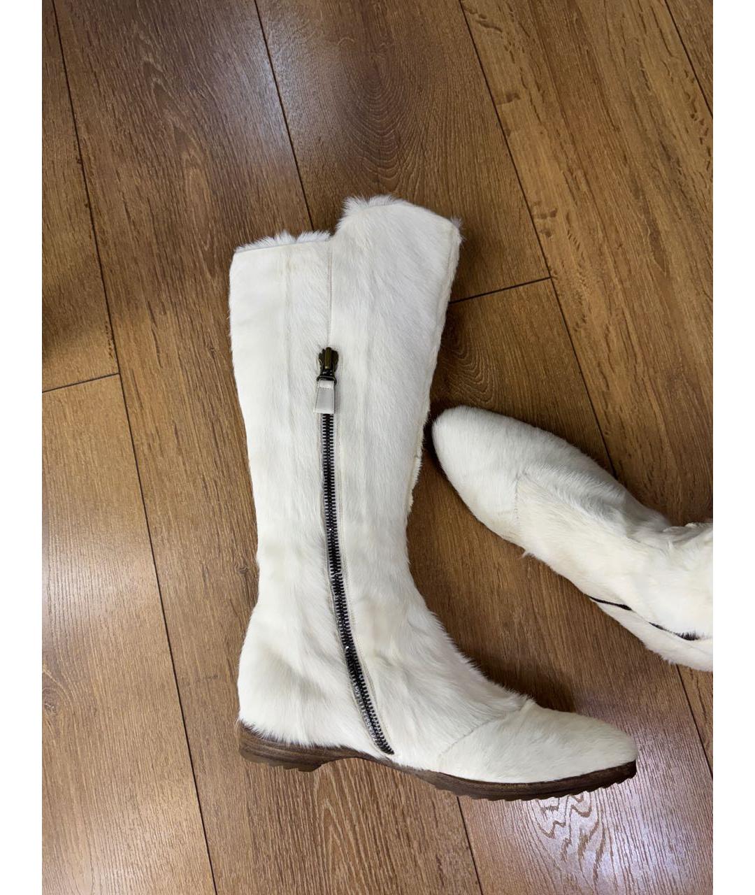 SERGIO ROSSI Белые кожаные сапоги, фото 4