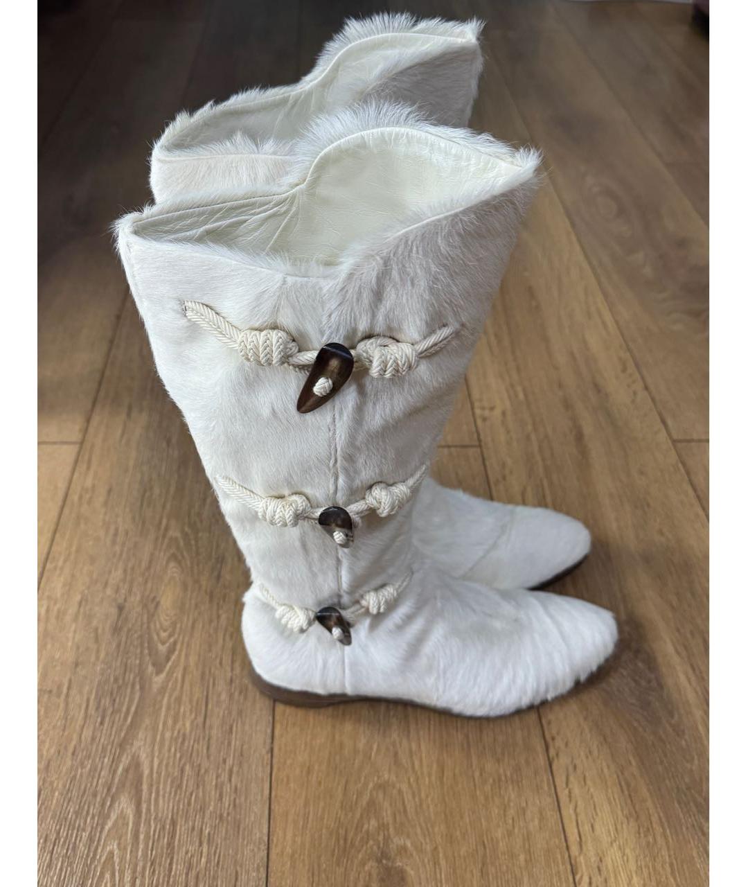 SERGIO ROSSI Белые кожаные сапоги, фото 9