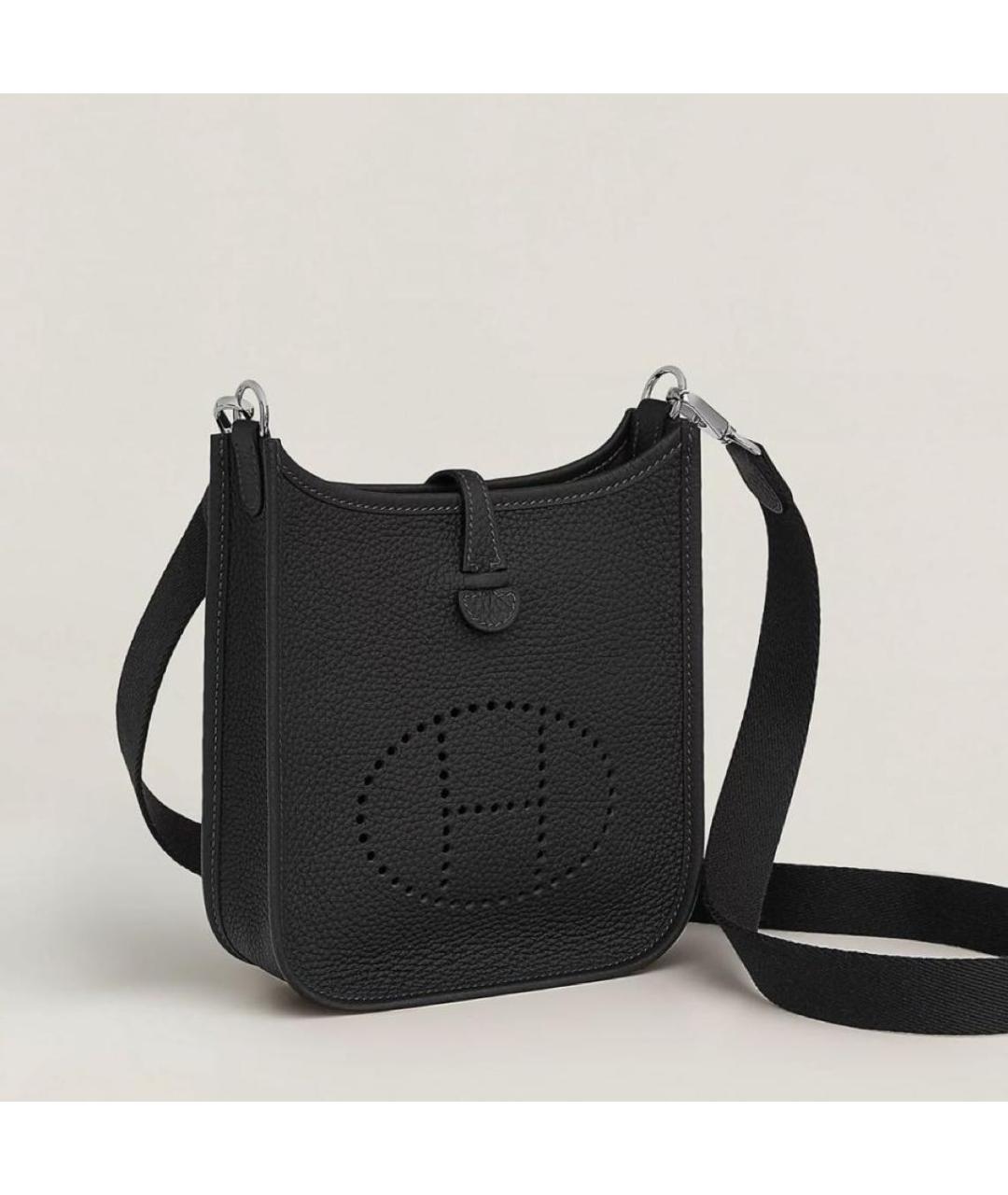 HERMES Черная кожаная сумка через плечо, фото 5