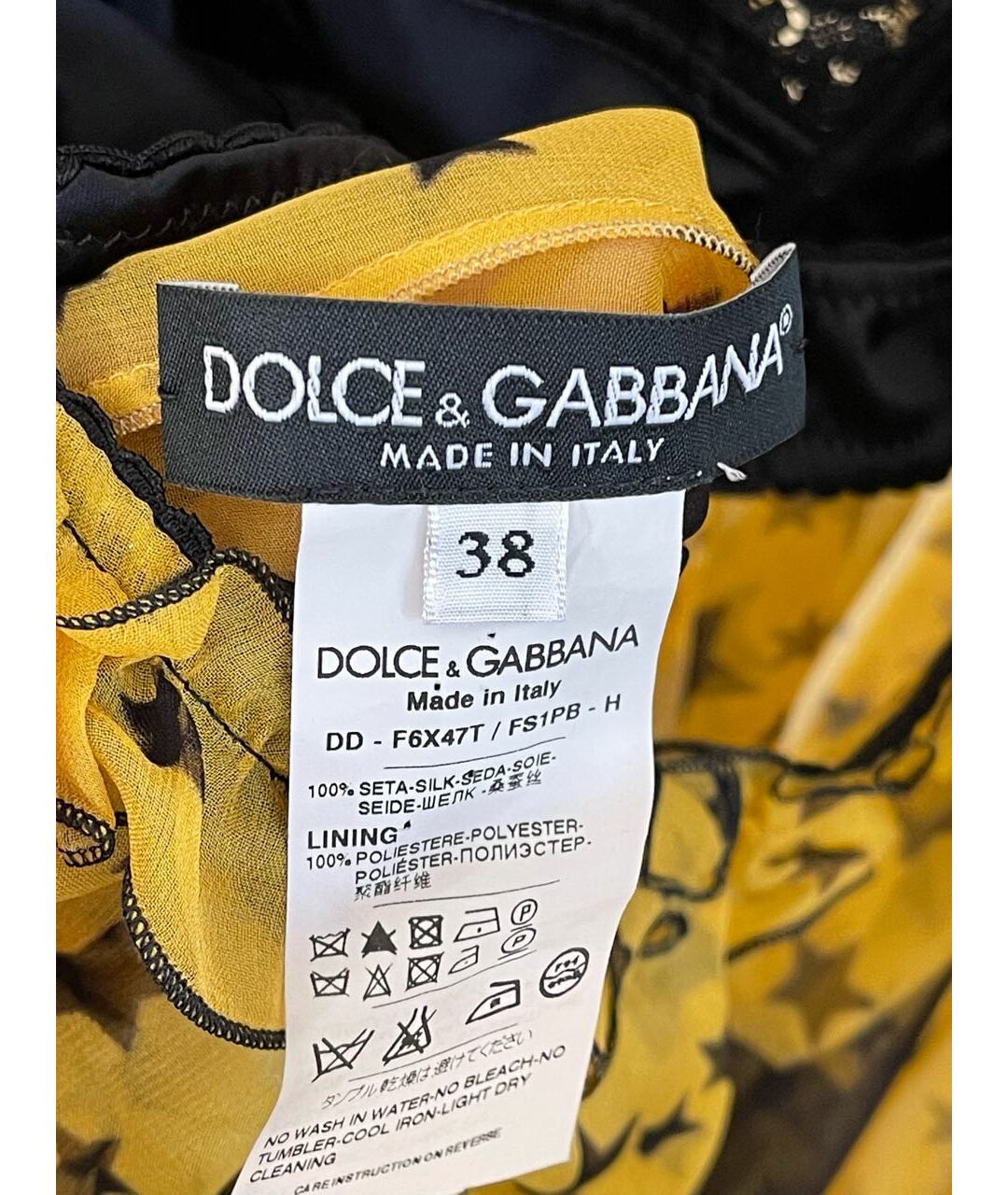 DOLCE&GABBANA Желтое шелковое повседневное платье, фото 3