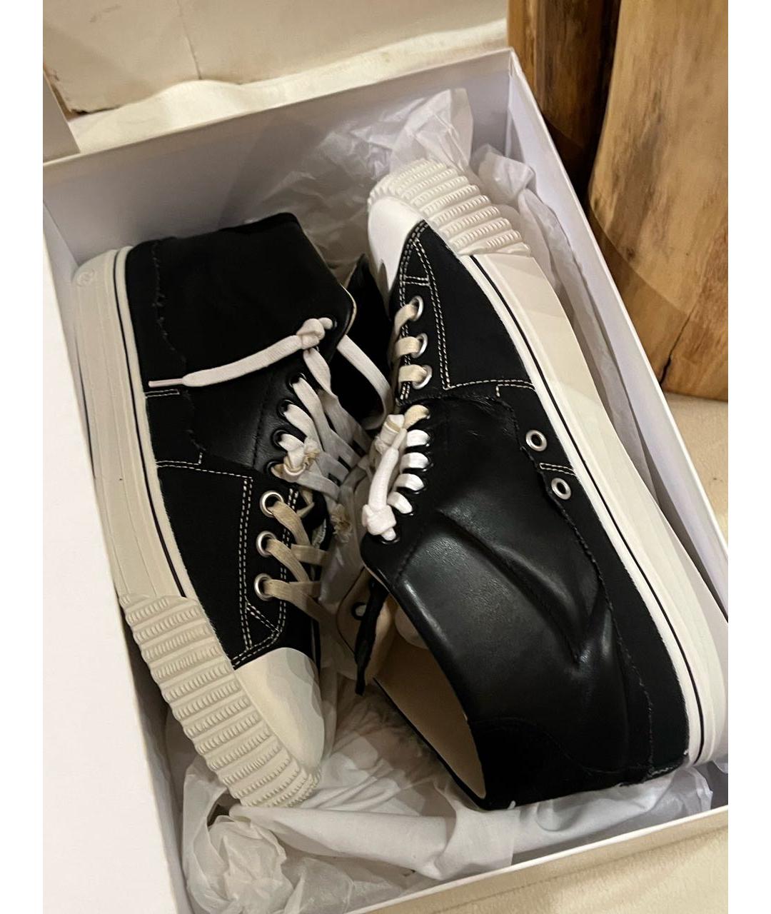 MAISON MARGIELA Черные кожаные высокие кроссовки / кеды, фото 6