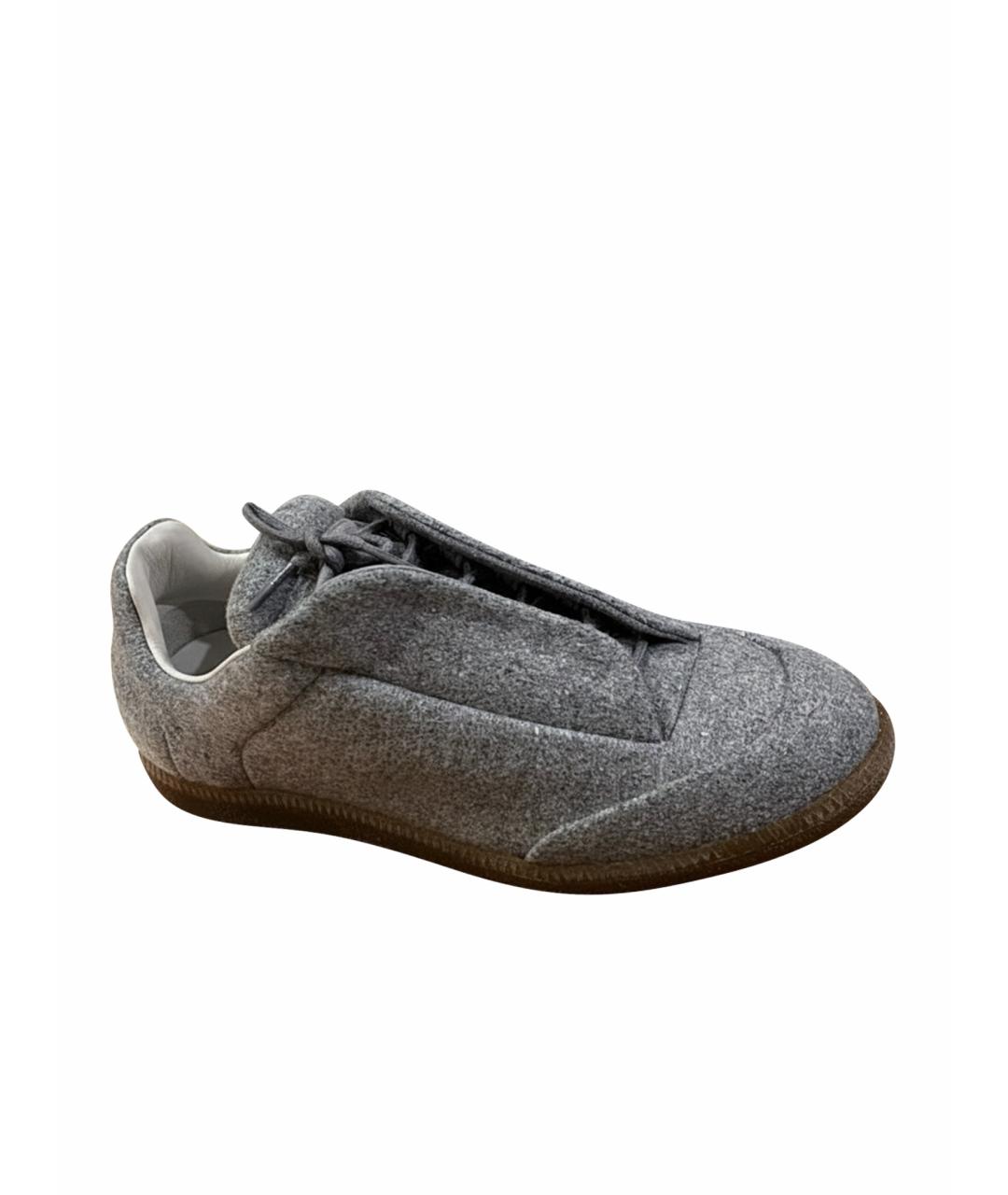 MAISON MARGIELA Серые текстильные низкие кроссовки / кеды, фото 1