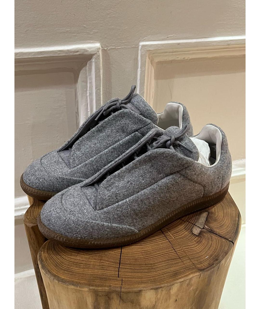 MAISON MARGIELA Серые текстильные низкие кроссовки / кеды, фото 7