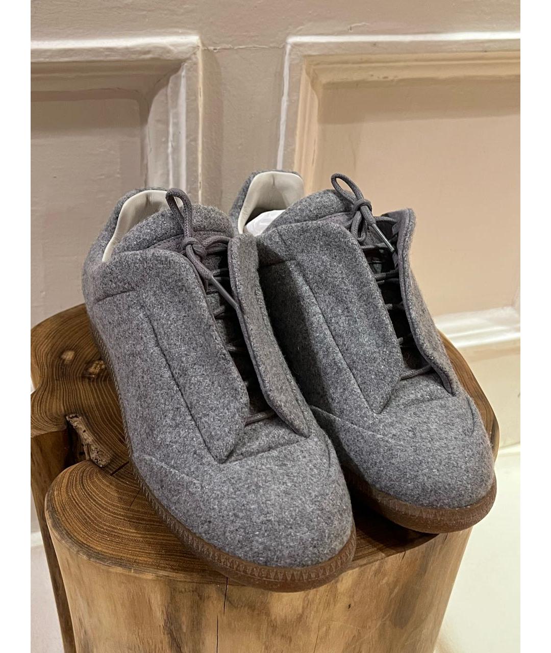 MAISON MARGIELA Серые текстильные низкие кроссовки / кеды, фото 2