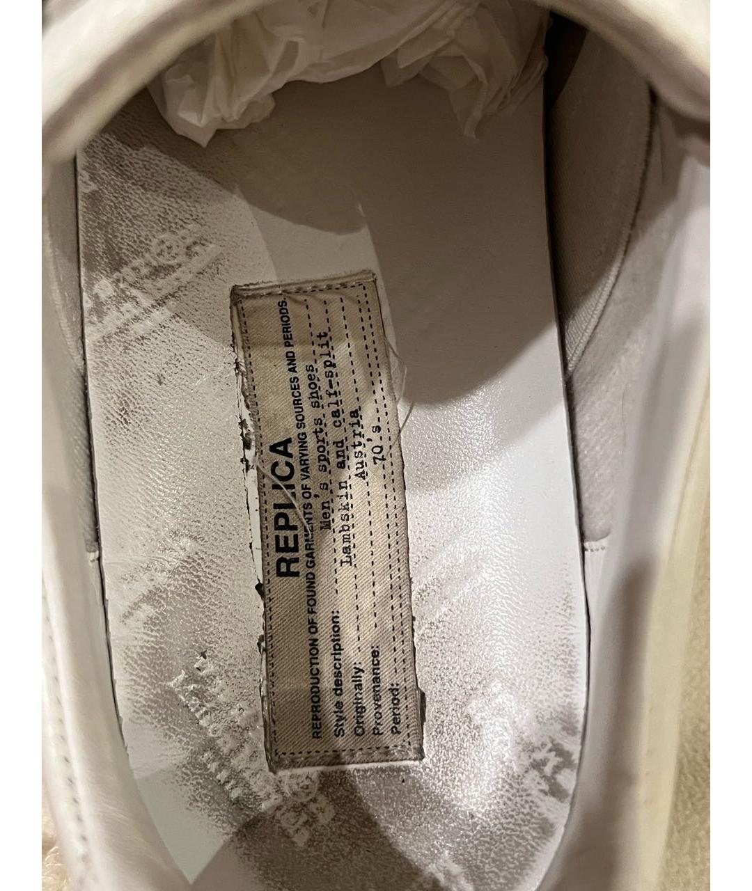 MAISON MARGIELA Белые кожаные низкие кроссовки / кеды, фото 5