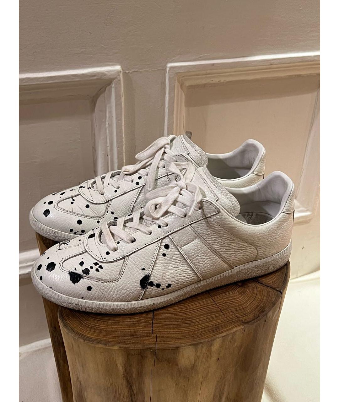 MAISON MARGIELA Белые кожаные низкие кроссовки / кеды, фото 2