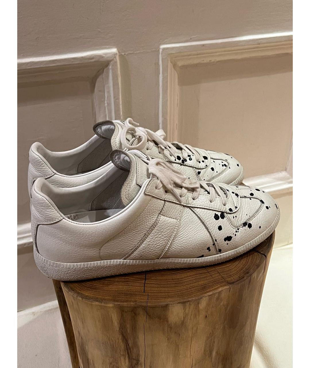 MAISON MARGIELA Белые кожаные низкие кроссовки / кеды, фото 8