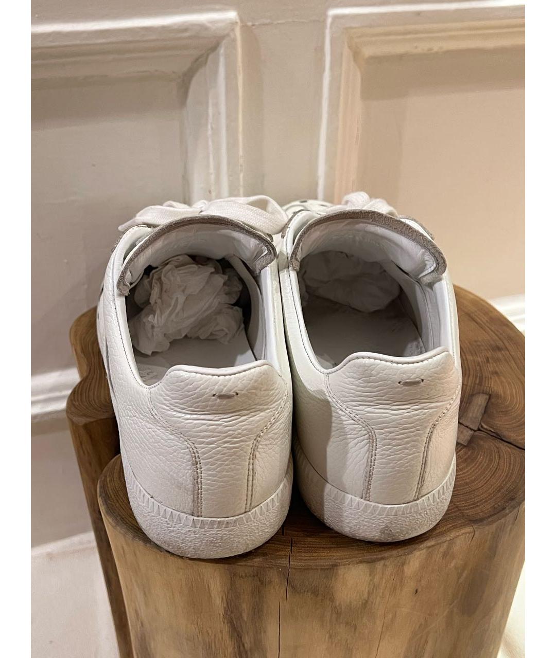 MAISON MARGIELA Белые кожаные низкие кроссовки / кеды, фото 4