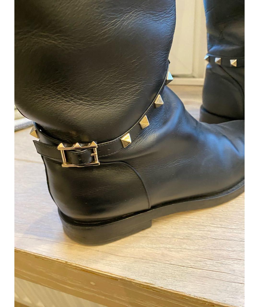 VALENTINO Черные кожаные сапоги, фото 5