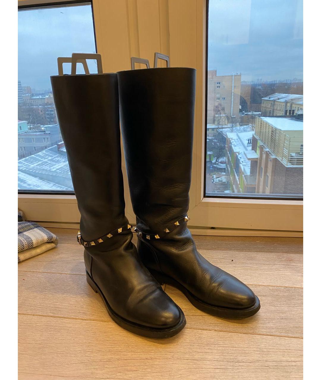 VALENTINO Черные кожаные сапоги, фото 2