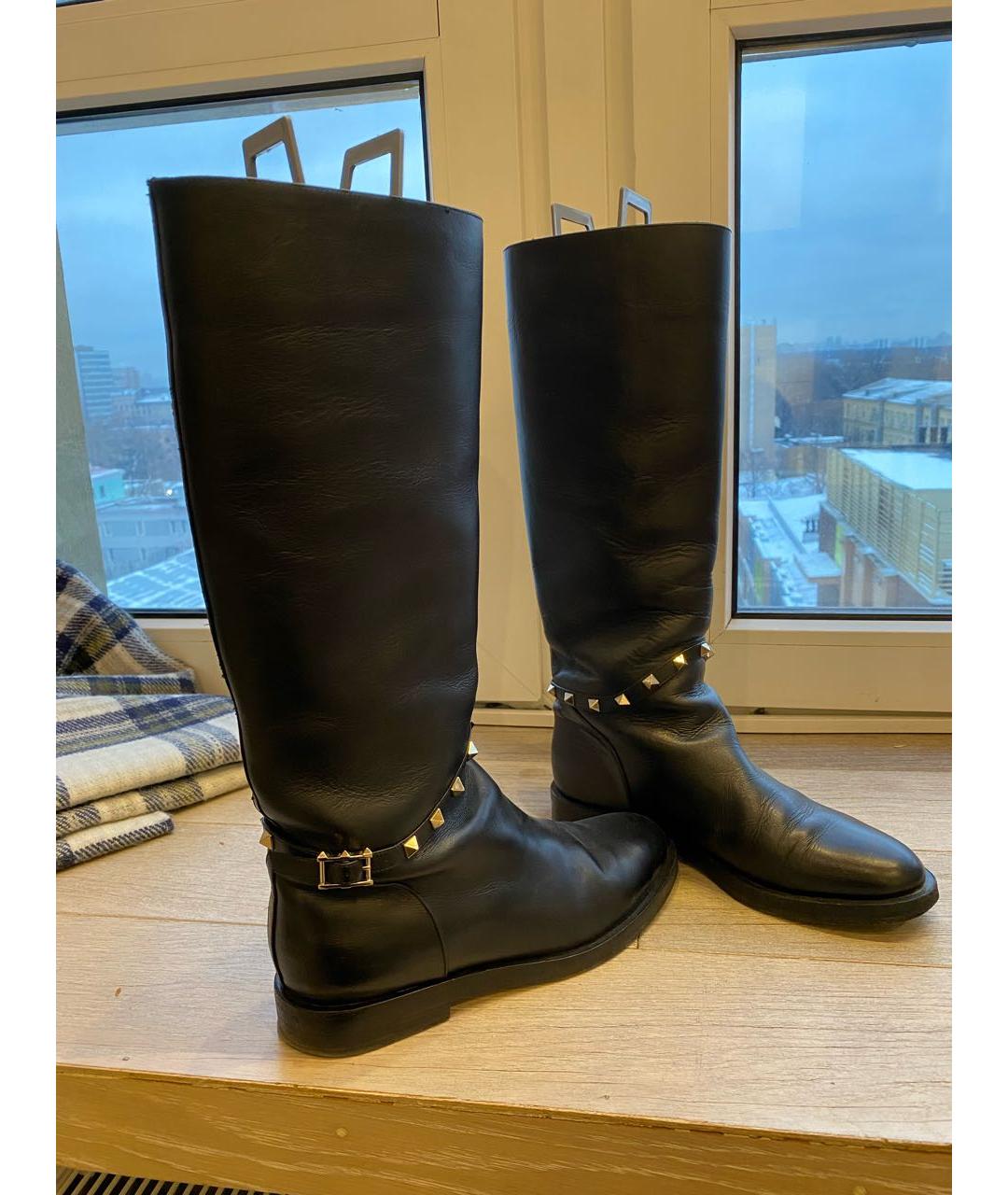 VALENTINO Черные кожаные сапоги, фото 4