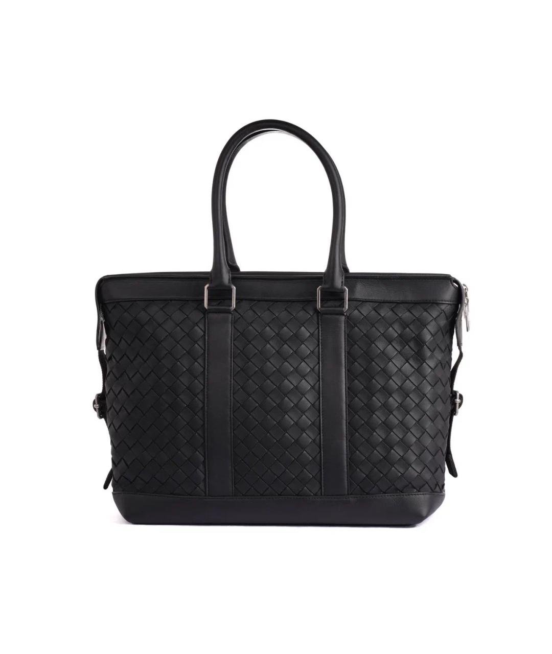 BOTTEGA VENETA Черная кожаная сумка тоут, фото 3