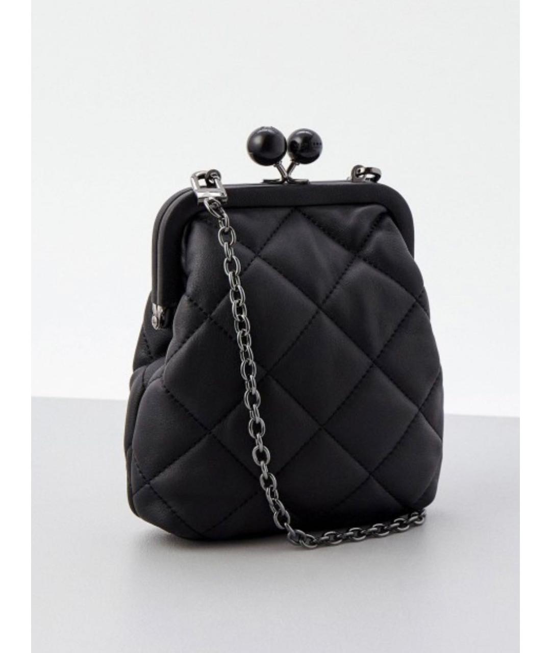 WEEKEND MAX MARA Черная кожаная сумка через плечо, фото 2