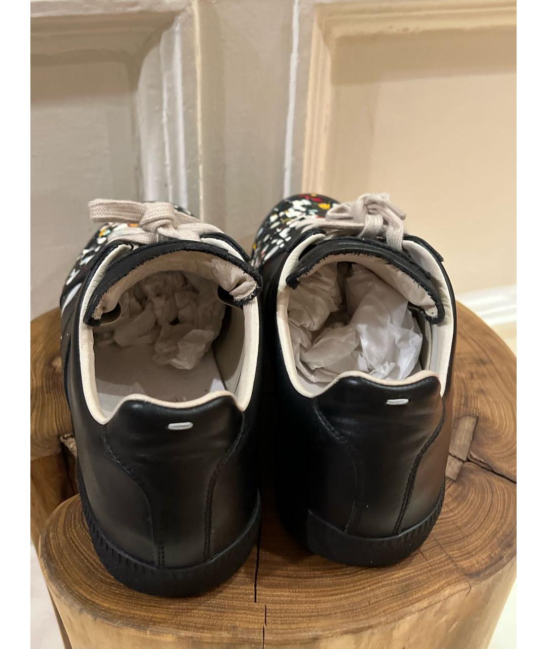 MAISON MARGIELA Черные кожаные низкие кроссовки / кеды, фото 4