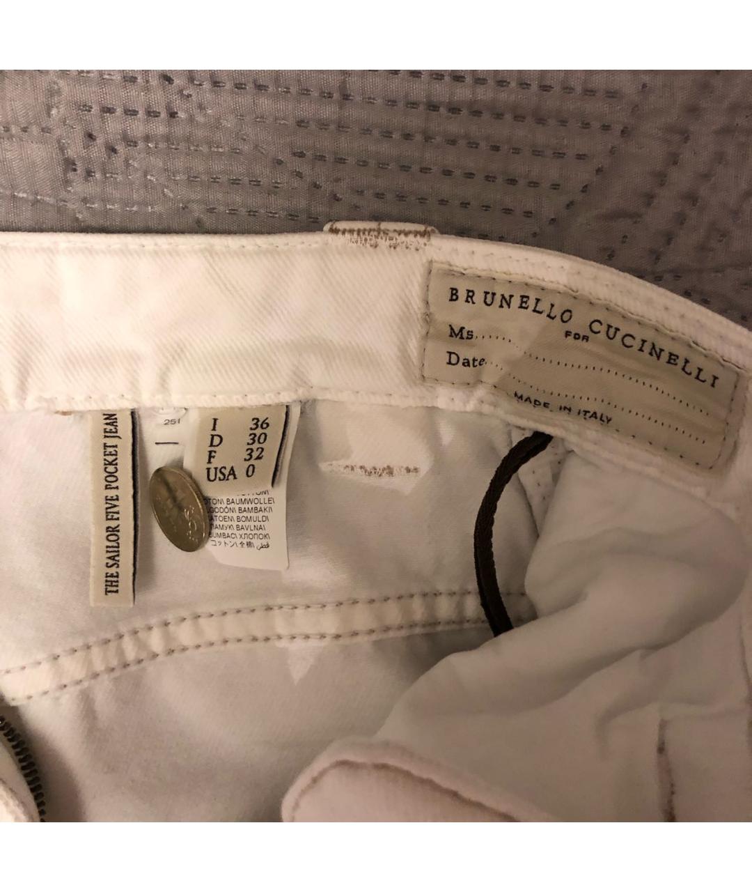 BRUNELLO CUCINELLI Белые хлопковые прямые джинсы, фото 4
