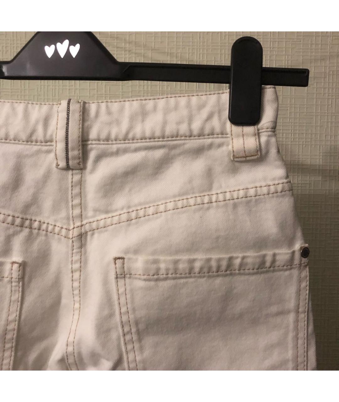 BRUNELLO CUCINELLI Белые хлопковые прямые джинсы, фото 3