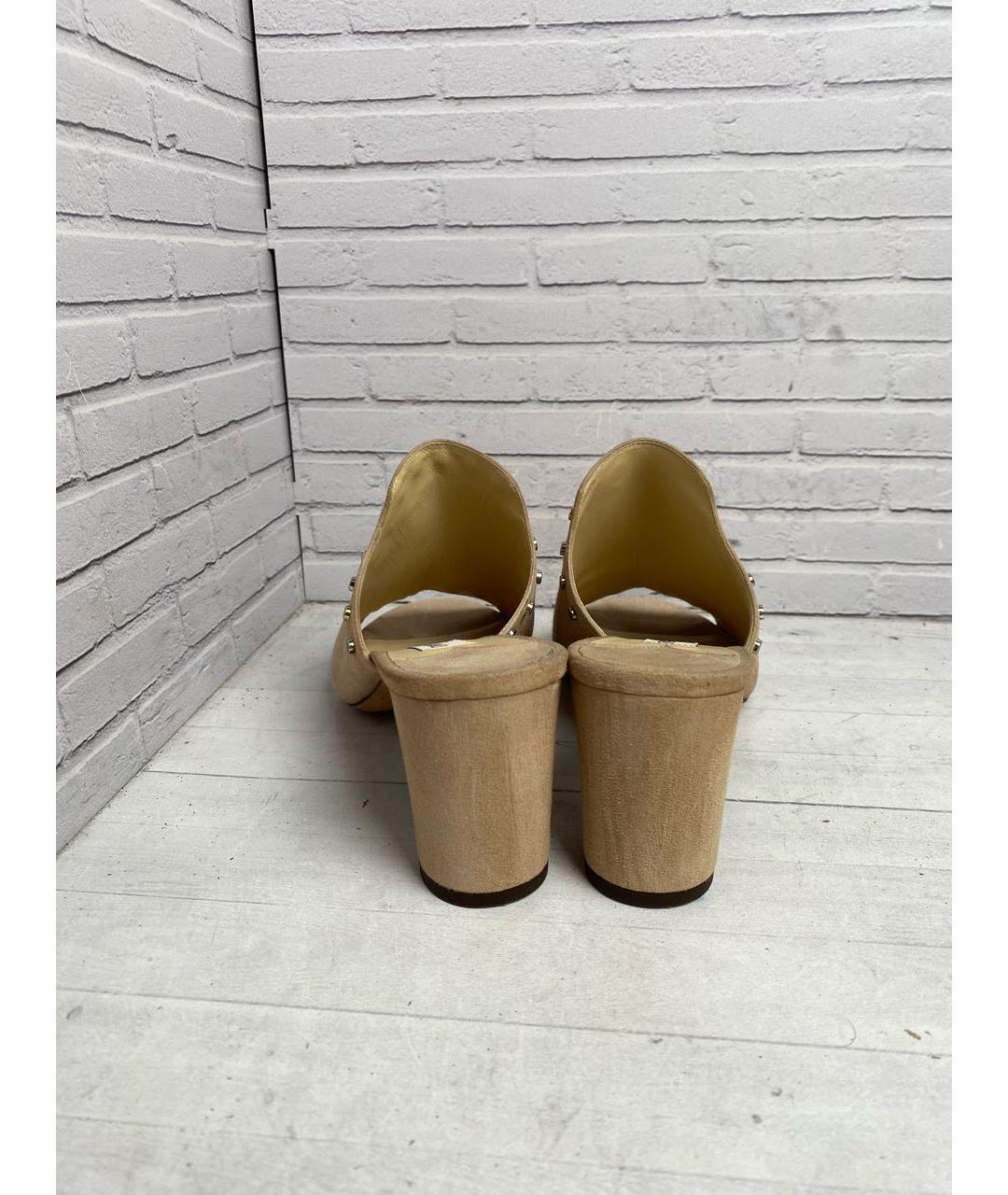 JIMMY CHOO Бежевые замшевые мюли, фото 4