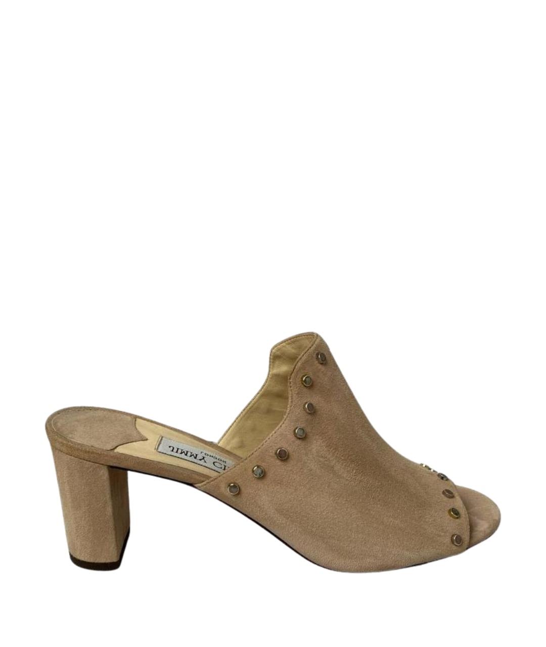 JIMMY CHOO Бежевые замшевые мюли, фото 1