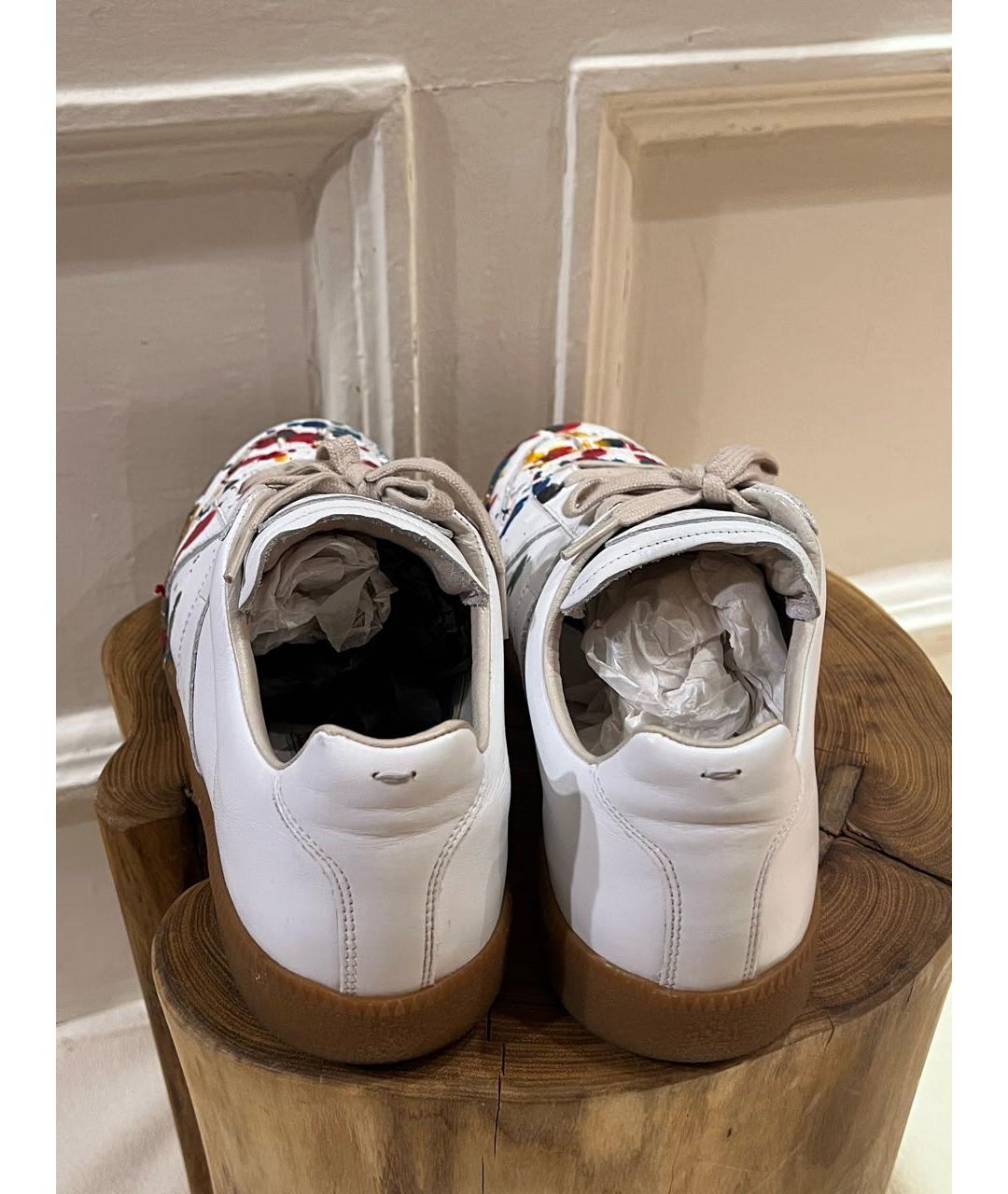 MAISON MARGIELA Белые кожаные низкие кроссовки / кеды, фото 4