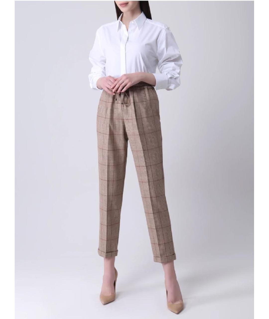 KITON Бежевые кашемировые прямые брюки, фото 7