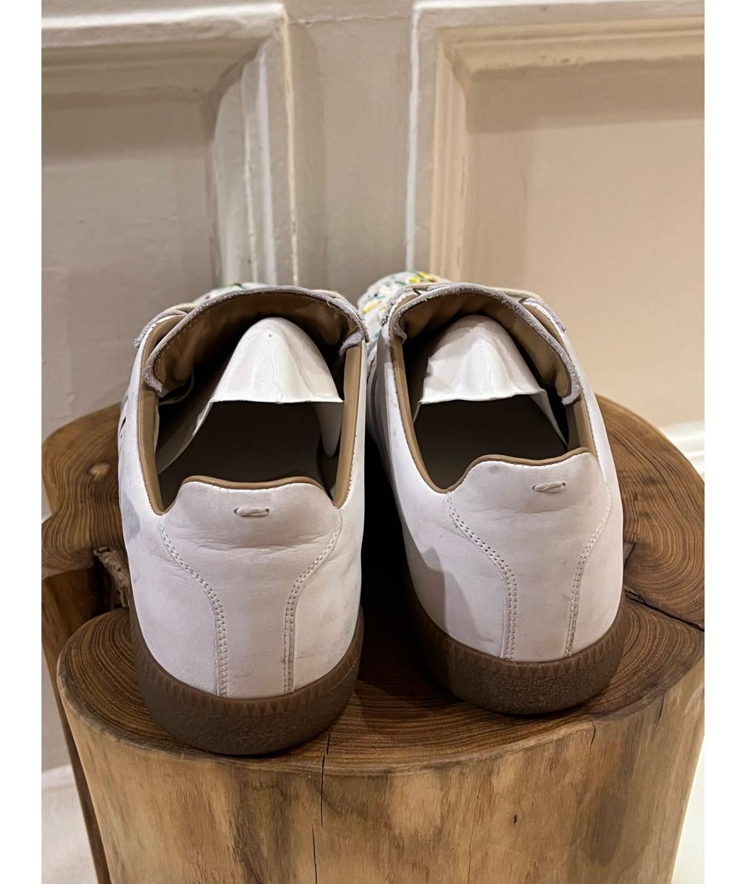 MAISON MARGIELA Белые кожаные низкие кроссовки / кеды, фото 4