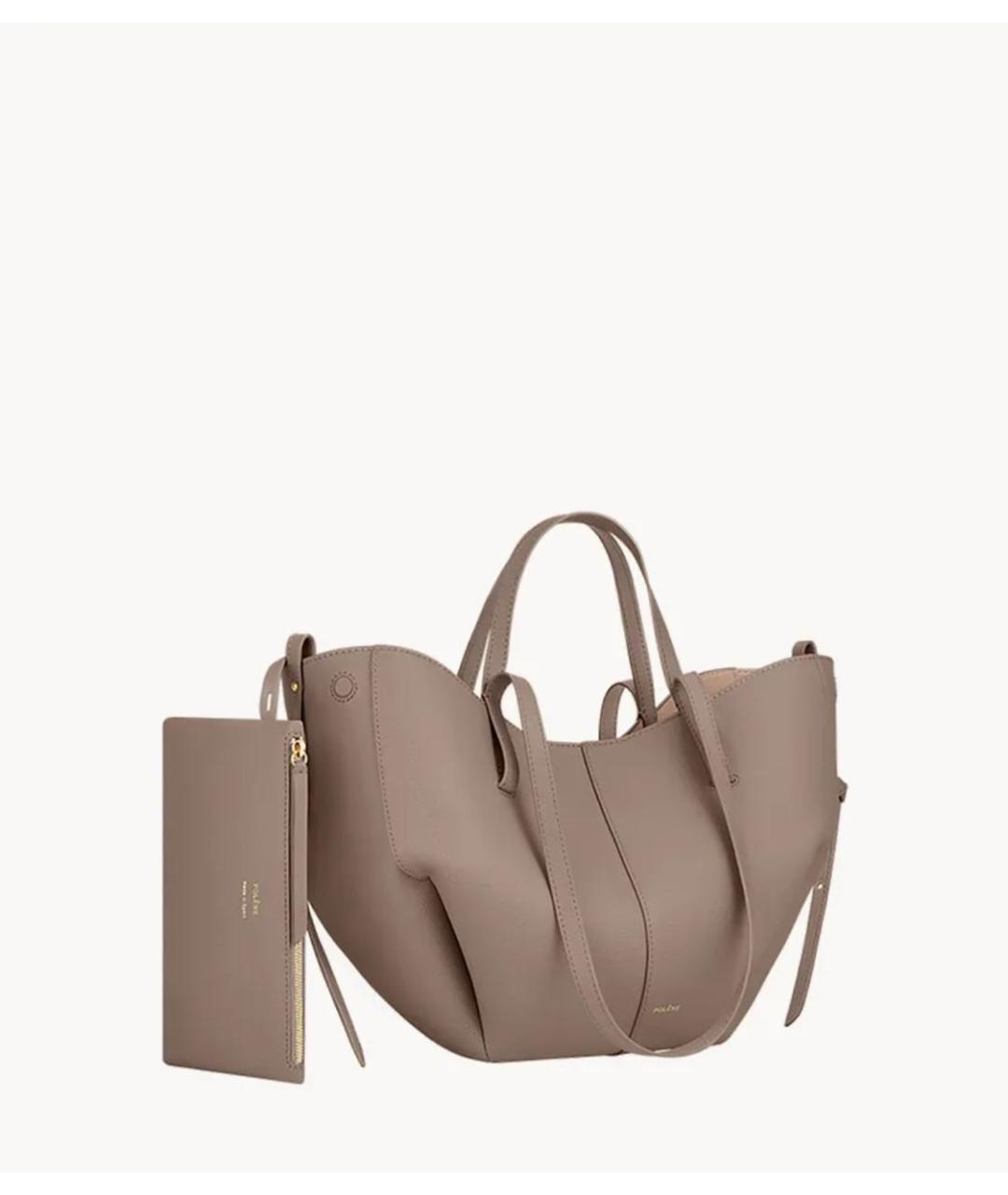 POLENE Бежевая кожаная сумка тоут, фото 4