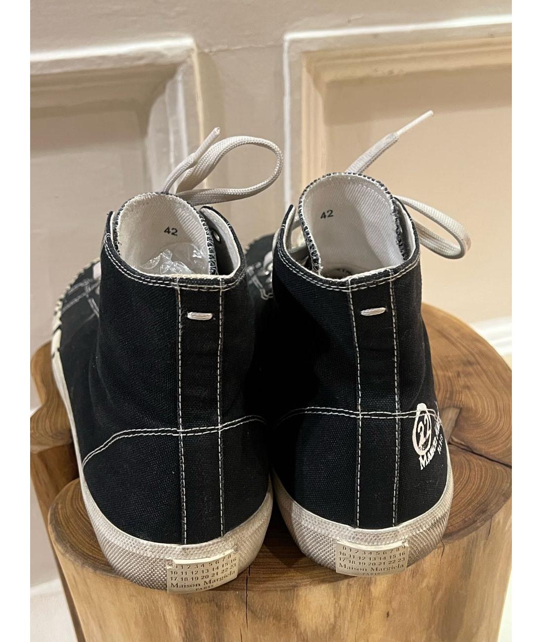 MAISON MARGIELA Черные текстильные высокие кроссовки / кеды, фото 4