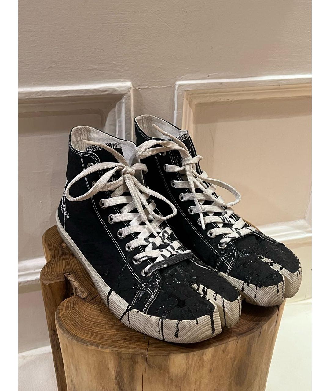 MAISON MARGIELA Черные текстильные высокие кроссовки / кеды, фото 2