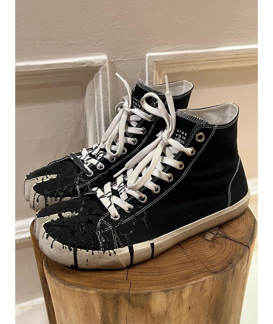 MAISON MARGIELA Черные текстильные высокие кроссовки / кеды, фото 7