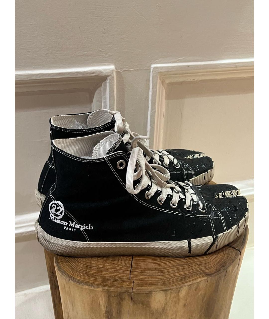 MAISON MARGIELA Черные текстильные высокие кроссовки / кеды, фото 3