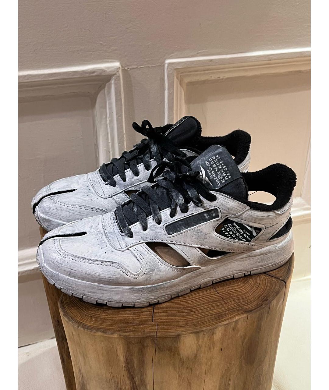 MAISON MARGIELA Белые кожаные низкие кроссовки / кеды, фото 8