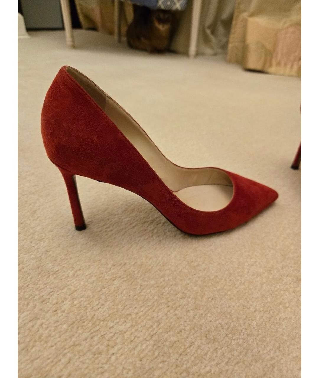JIMMY CHOO Красные замшевые туфли, фото 9
