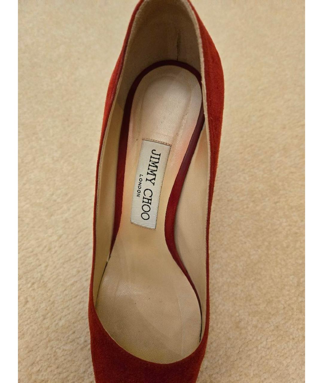 JIMMY CHOO Красные замшевые туфли, фото 8