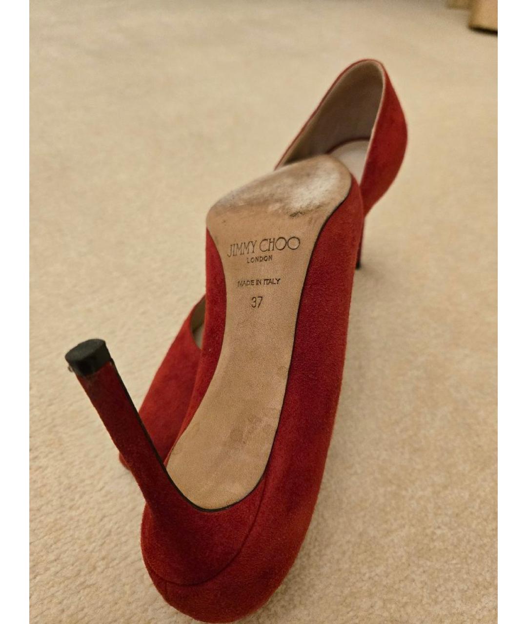 JIMMY CHOO Красные замшевые туфли, фото 6