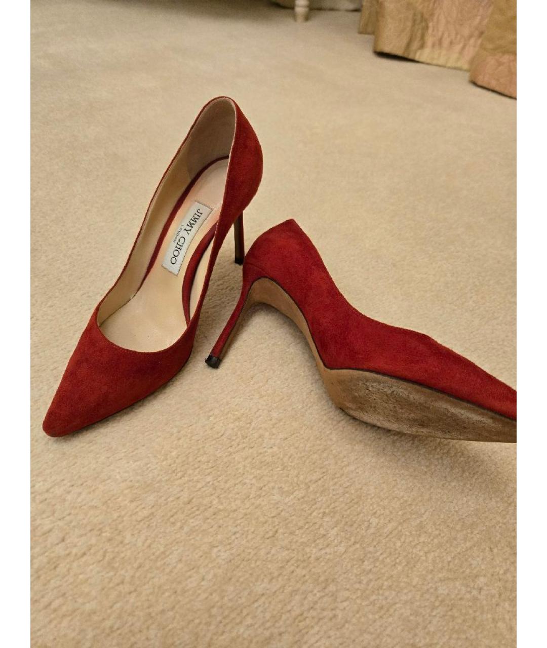 JIMMY CHOO Красные замшевые туфли, фото 5