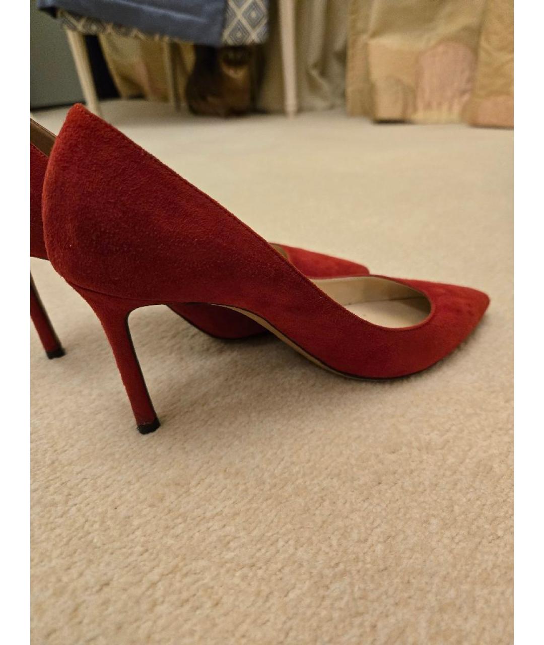 JIMMY CHOO Красные замшевые туфли, фото 7