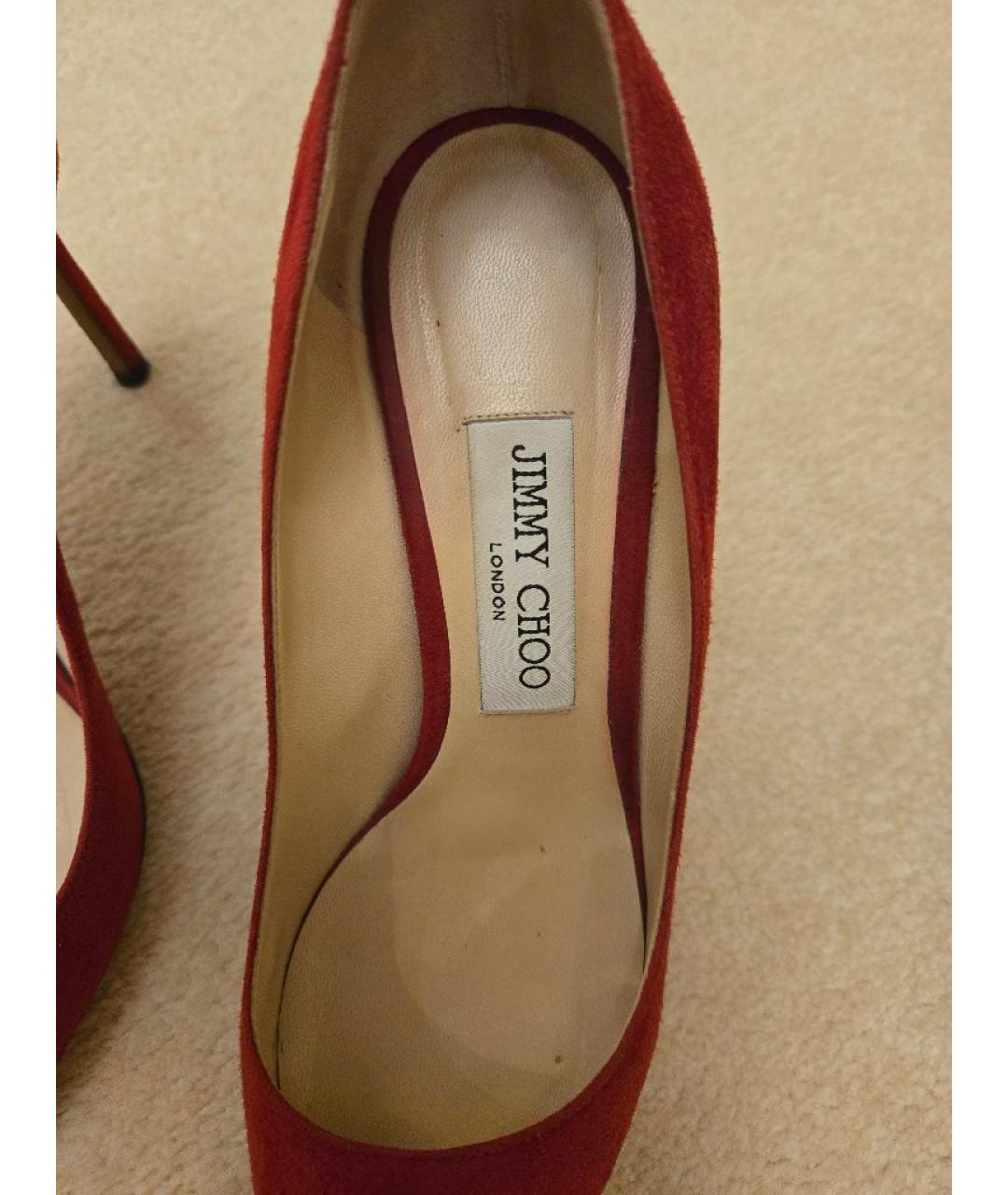 JIMMY CHOO Красные замшевые туфли, фото 3