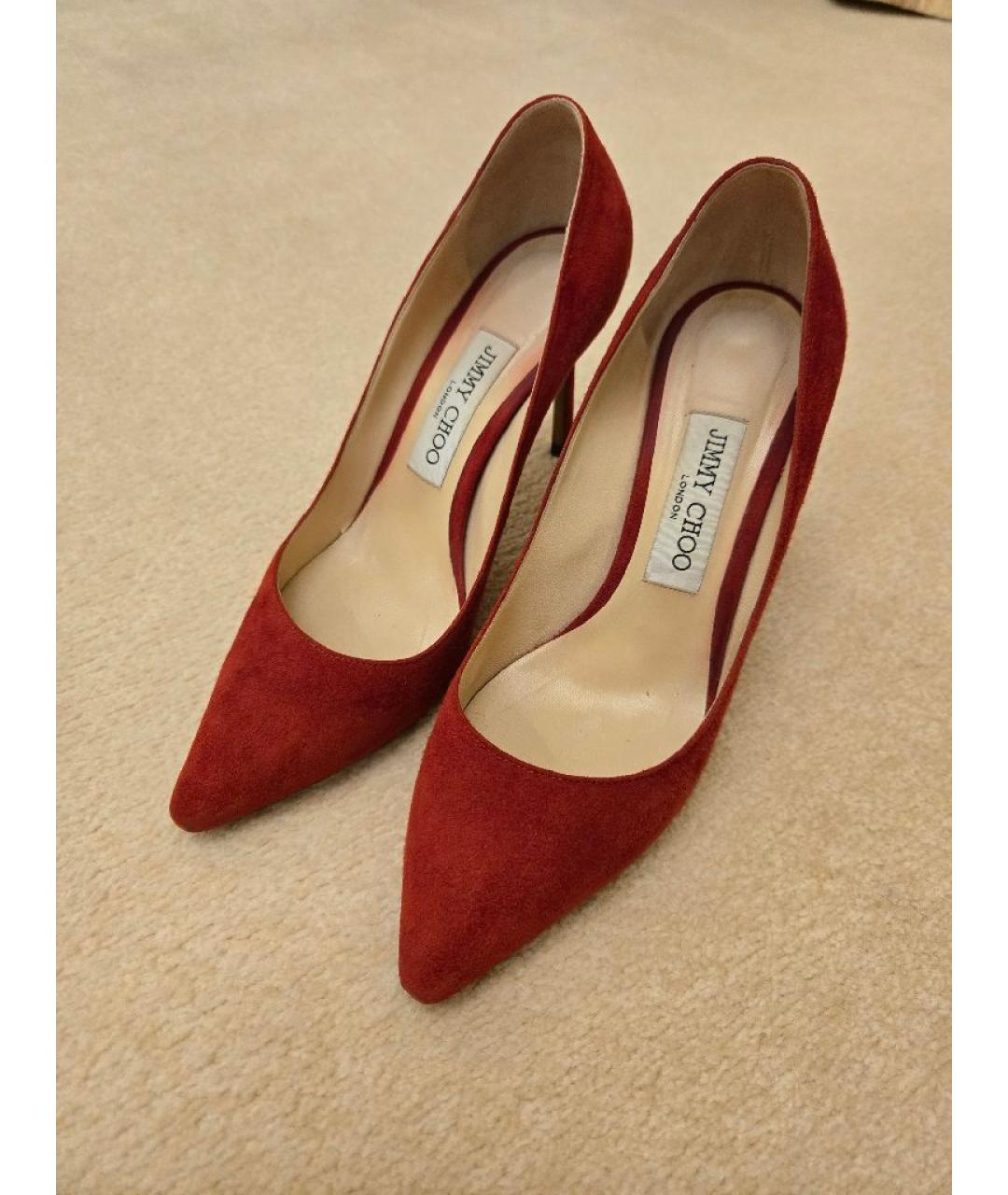 JIMMY CHOO Красные замшевые туфли, фото 2